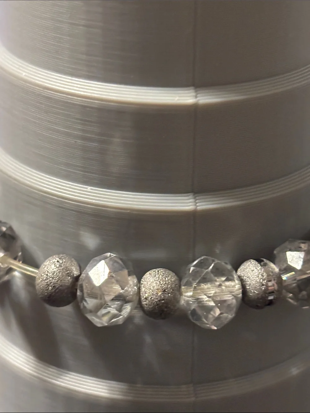 Faceted Bracelet Erimish Mint, White & Silver‎ Beaded Read